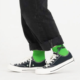 【メッセージリボン】プレーンゴム無しソックス グリーン【Women】