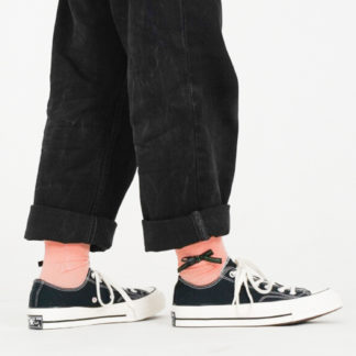 【メッセージリボン】プレーンゴム無しソックス サーモンピンク【Women】