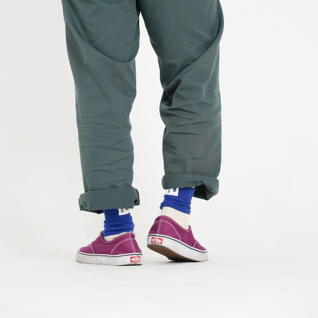 96ニードル】バイカラーリブタグソックス ブルー【Men】 – OKURU靴下製作所