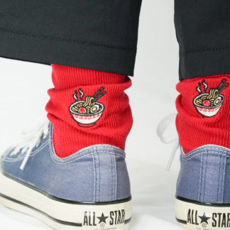 ラーメン刺繍ソックス レッド【Women】