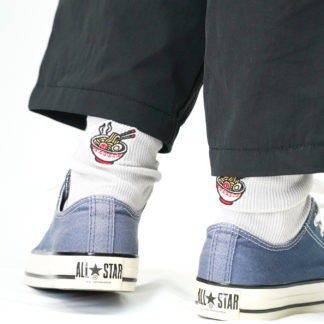 ラーメン刺繍ソックス グレー【Women】