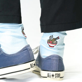 ラーメン刺繍ソックス ライトブルー【Women】